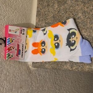 Power puff girls crew socks- White with Multicolor Design New